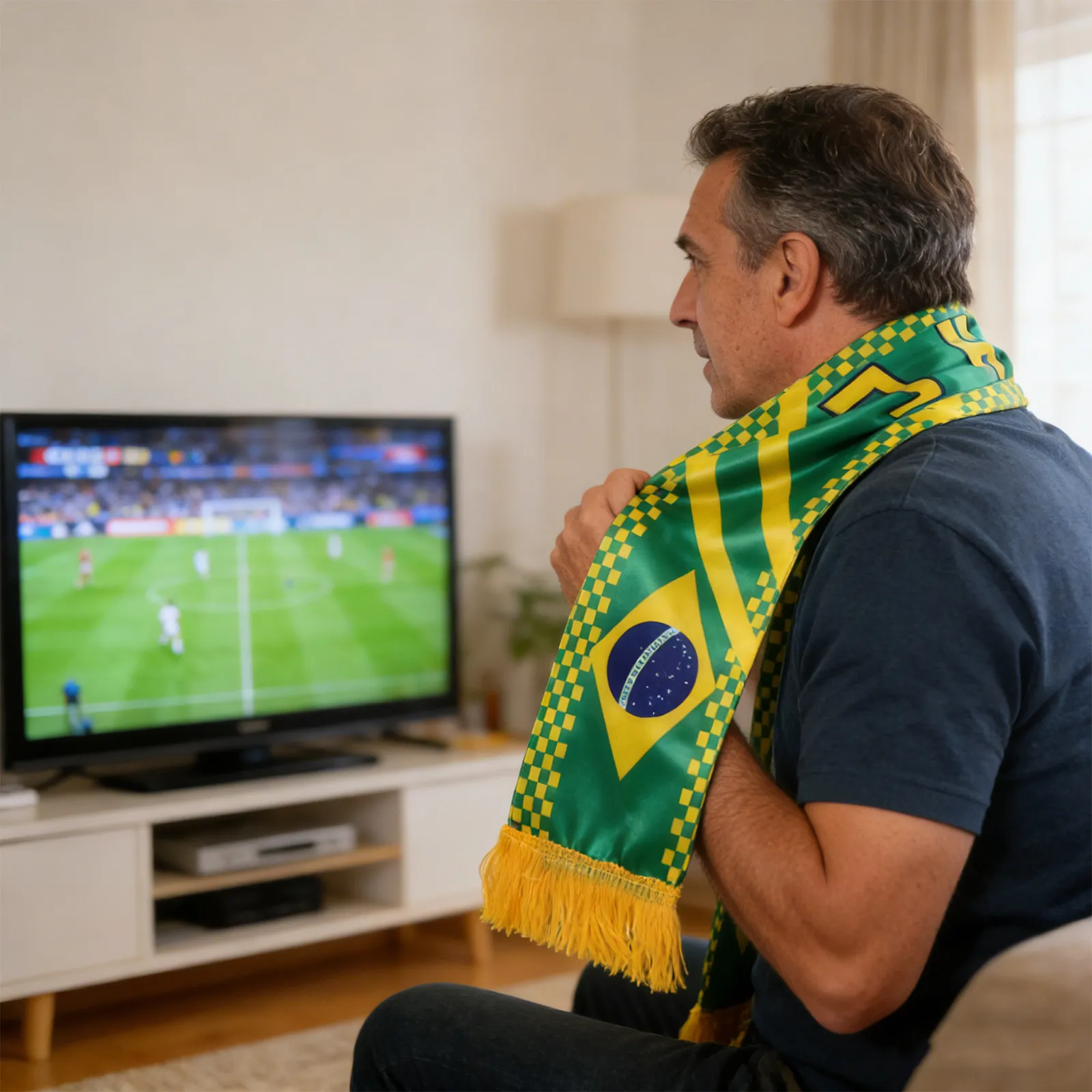 Football Match Fan Scarf Brazil National Team 53x5 Polyester Soccer Event Support Scarf Vibrant Color Fast Souvenir for Stadiums