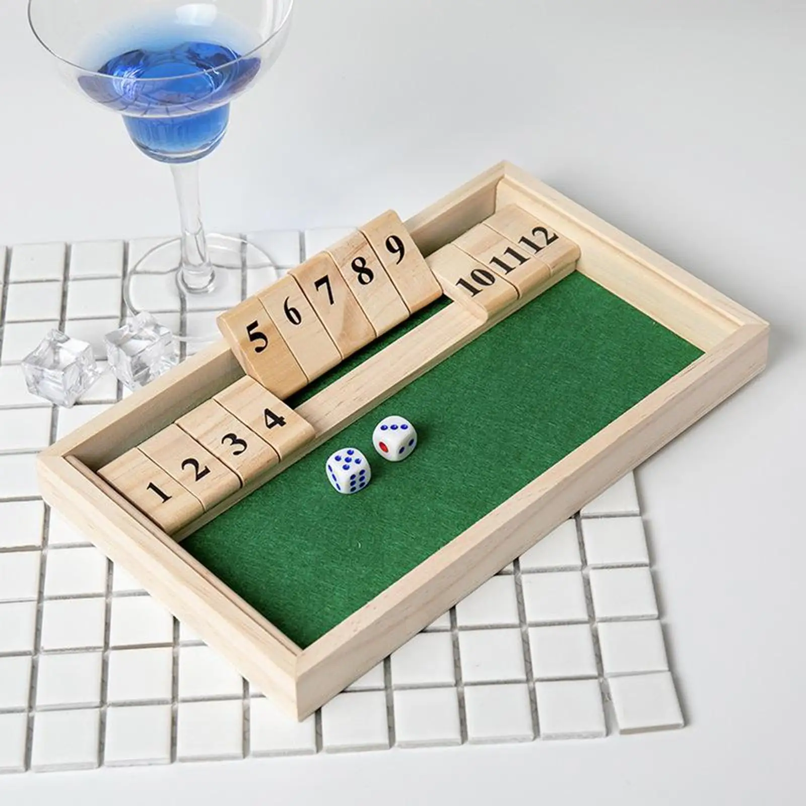 2X traditionelles Shut The Box Holz-Pub-Spiel für Trinktischspiele