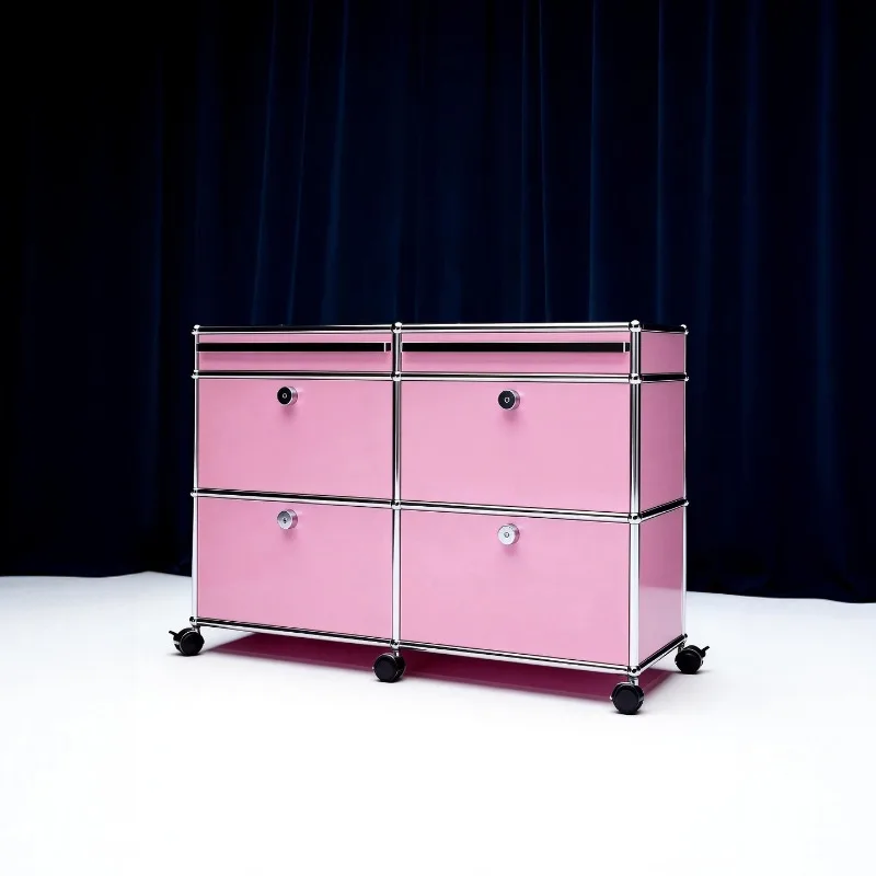 

Side cabinet removable light luxury living room module metal stainless steel side cabinet