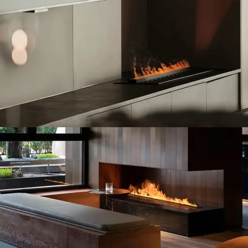 CRUISE Modern 3D Water Atomizing Steam Fireplace 1800mm  Polychromatic Flame Built-In WIFI APP Control For Hotels