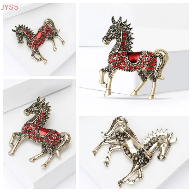 European Fashion Retro Enamel Stallion Brooch Versatile Anti-glare Clothing Corsage Jewelry