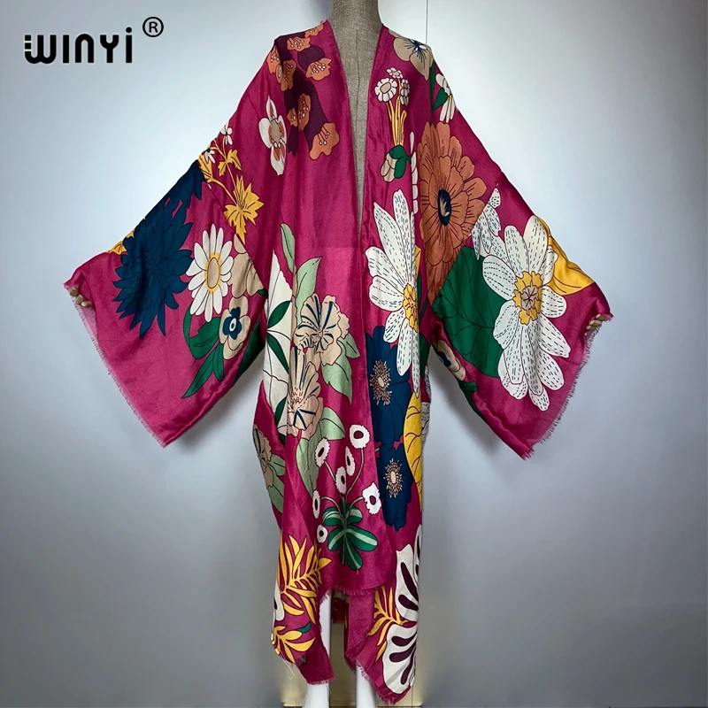 WINYI Africa fashion summer kimono maxi dress beach cover up Cardigan abaya muslim woman coat boho kaftan beach outfits women