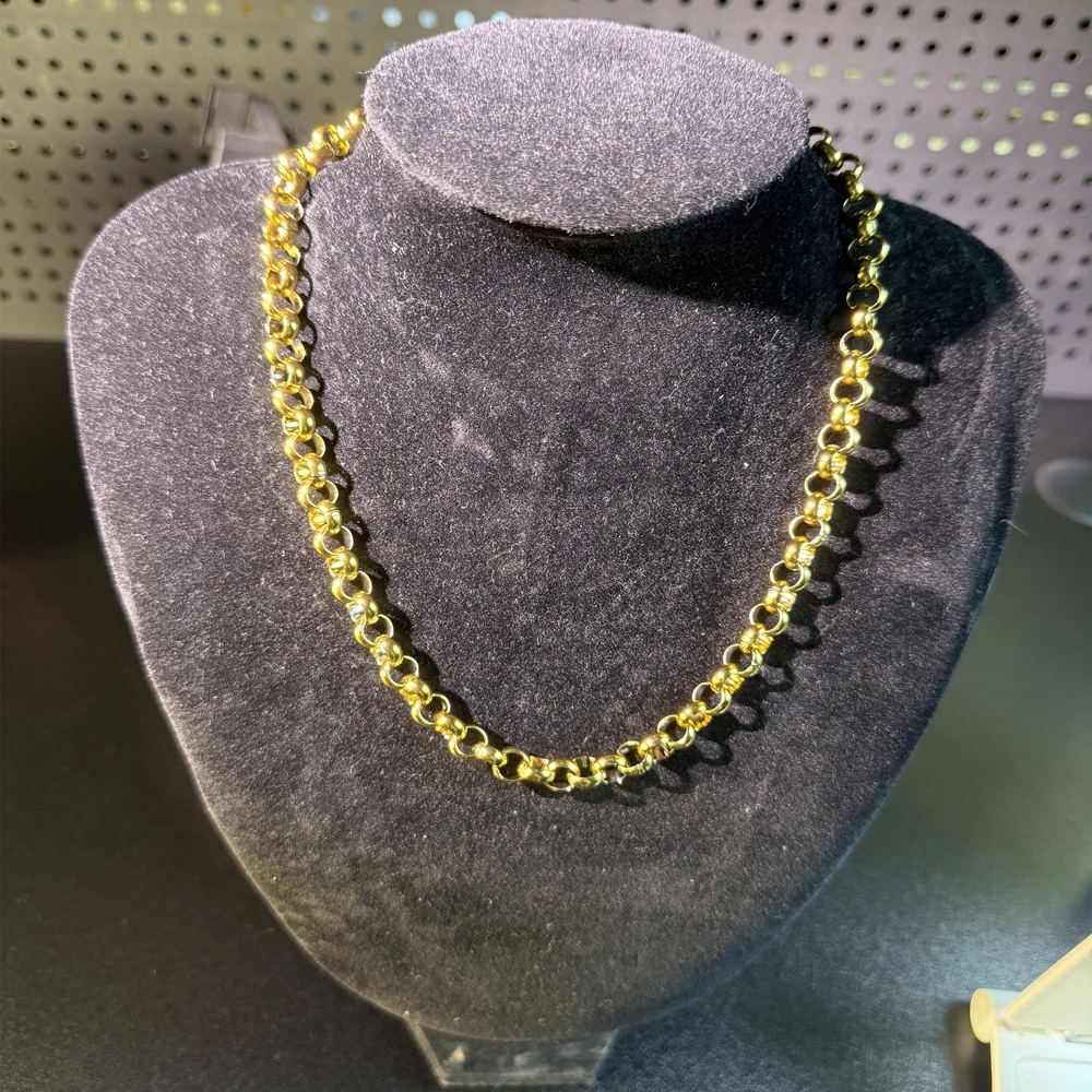 Women Men's Gold Color Stanless Steel Rolo Oval Link Chain Necklace 16inch-40inch Hip Hop Jewelry Daily Wear