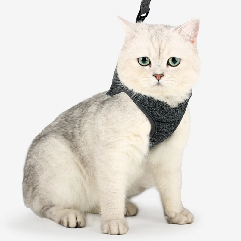 Adjustable Anti-Escape Small Cat Belt Kitten Harness with Reflective Strapad Breathable Soft Pet Vest Mesh Cats Traction Belt