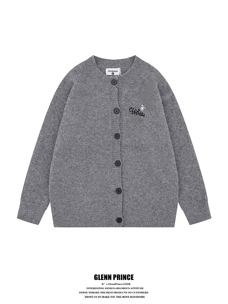 

GPstudio Lazy Sle Floral Embroidery Knitwear Cardigan Men's Autumn Winter Casual Loose Fit Faionable Couples Sweater