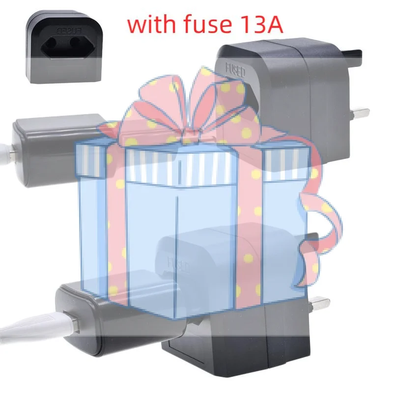 1Pcs EU European 2 Prong Round To UK Singapore Malaysia 3 Pin Conversion Power Adapter UK Plug Type G Adapter With Fuse 13A