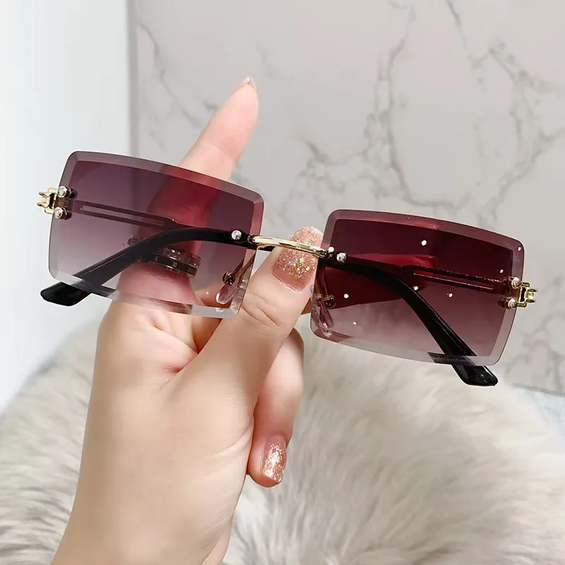 Trendy Rimless Eyeglasses for Men Women Fashion Frameless Rectangle Sun Glasses Retro Shades Summer Traveling Eyewear