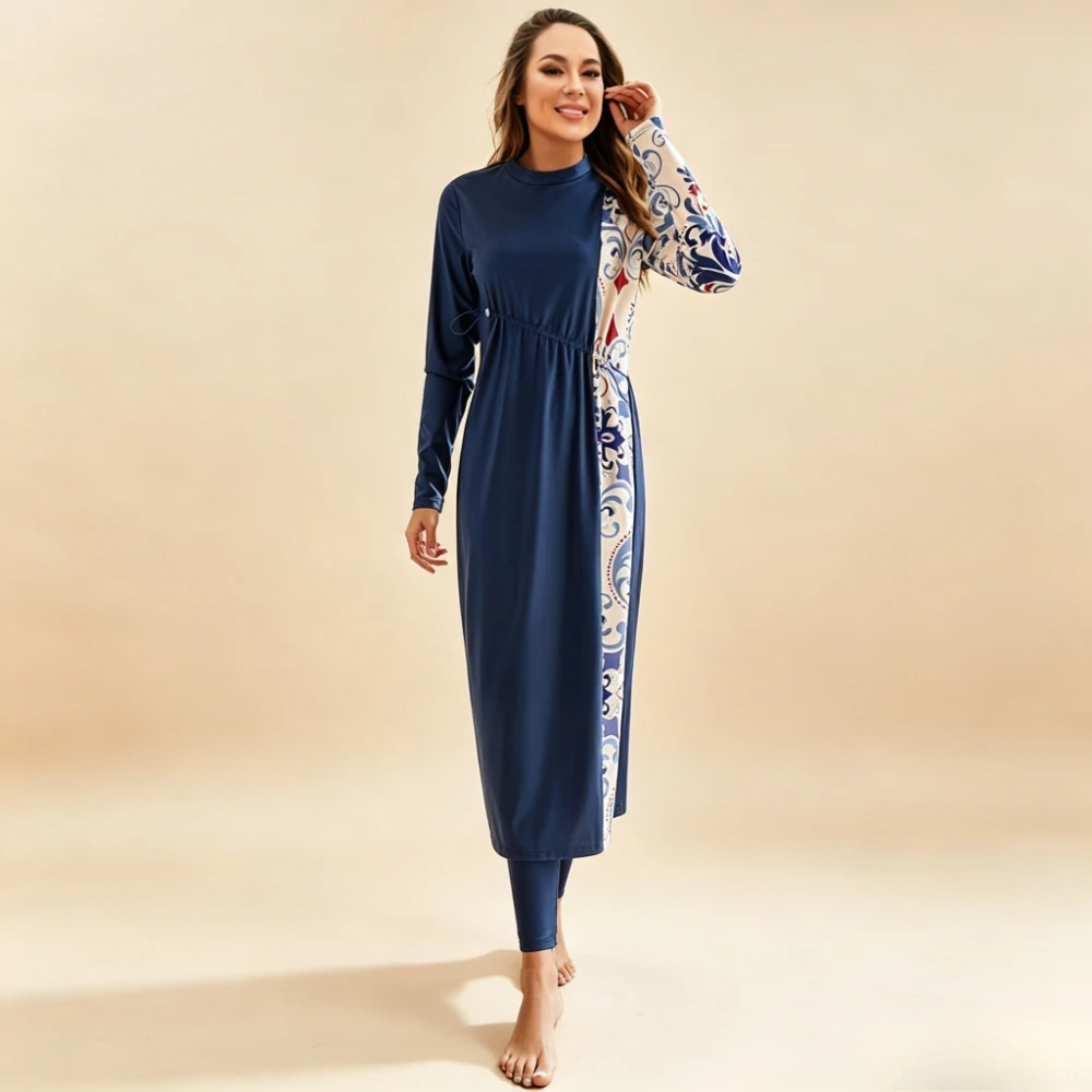 

2026 3-Pcs ile Print Muslim Burkini Swimsuit Modest Long Sleeve Full Coverage Swimwear with Hijab Islamic Bathing Suit Beachwear