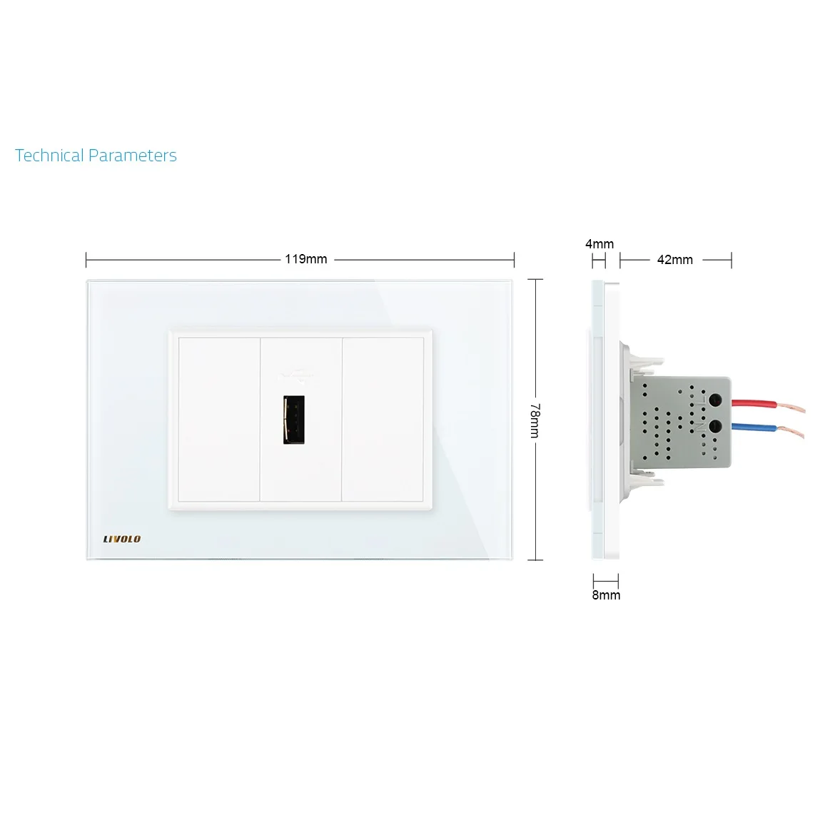 Imagem -03 - Tomada de Parede do Carregador de Livolo us Usb Tomada Elétrica da Tomada de Casa Inteligente e Tomada de Usb ac 110v250v Painel de Vidro de Cristal
