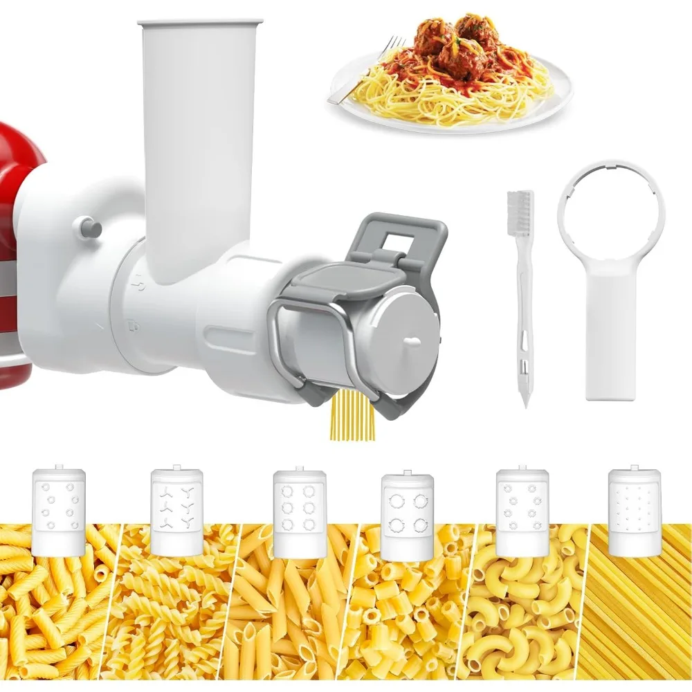 

6-in-1 Pasta Maker Attachment for Stand Mixers, Dishwasher Safe with Durable Design