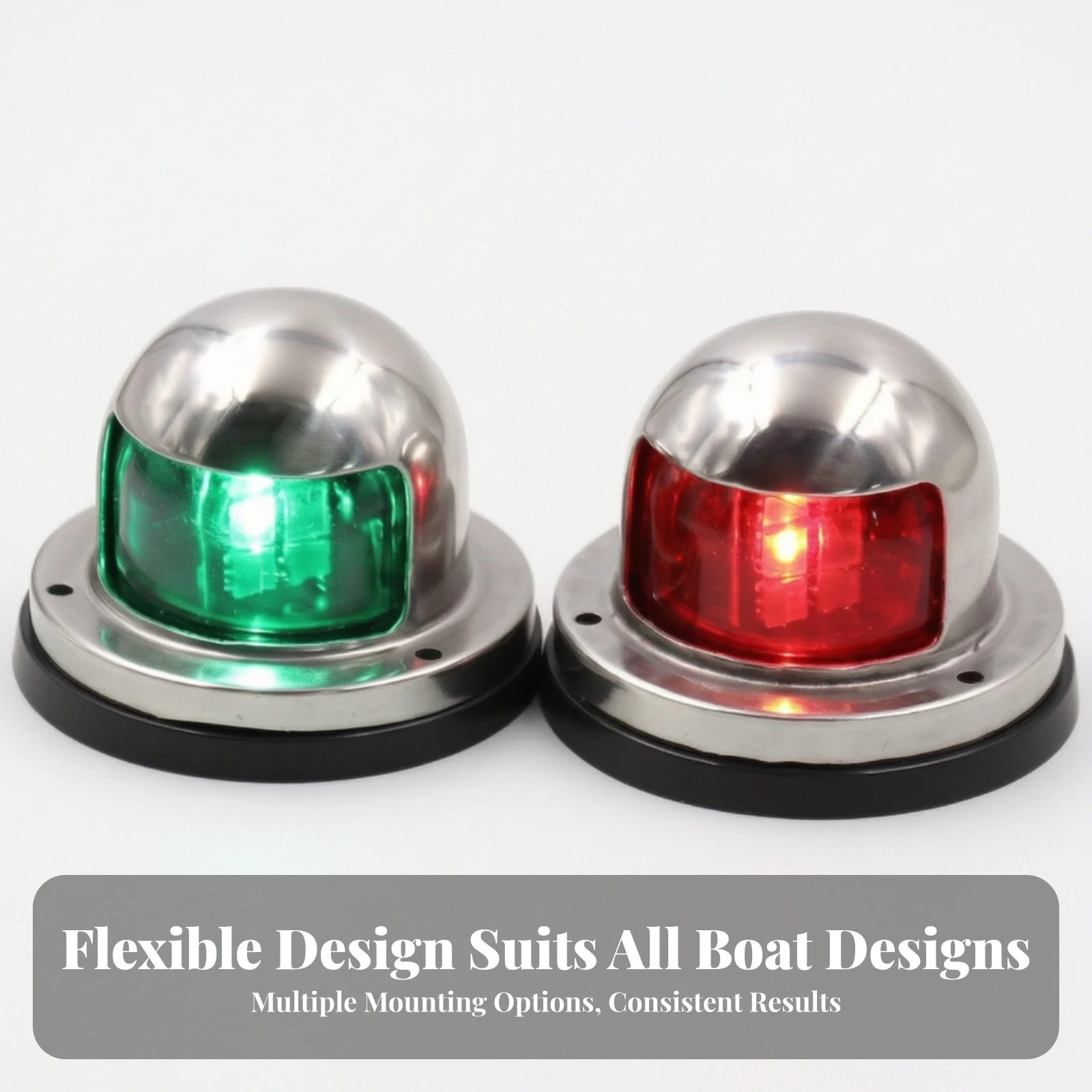 Boat Navigation Light Pair Corrosion-Resistant Sidelights with Stainless Steel Housing Pair of Sidelights Low Silhouette