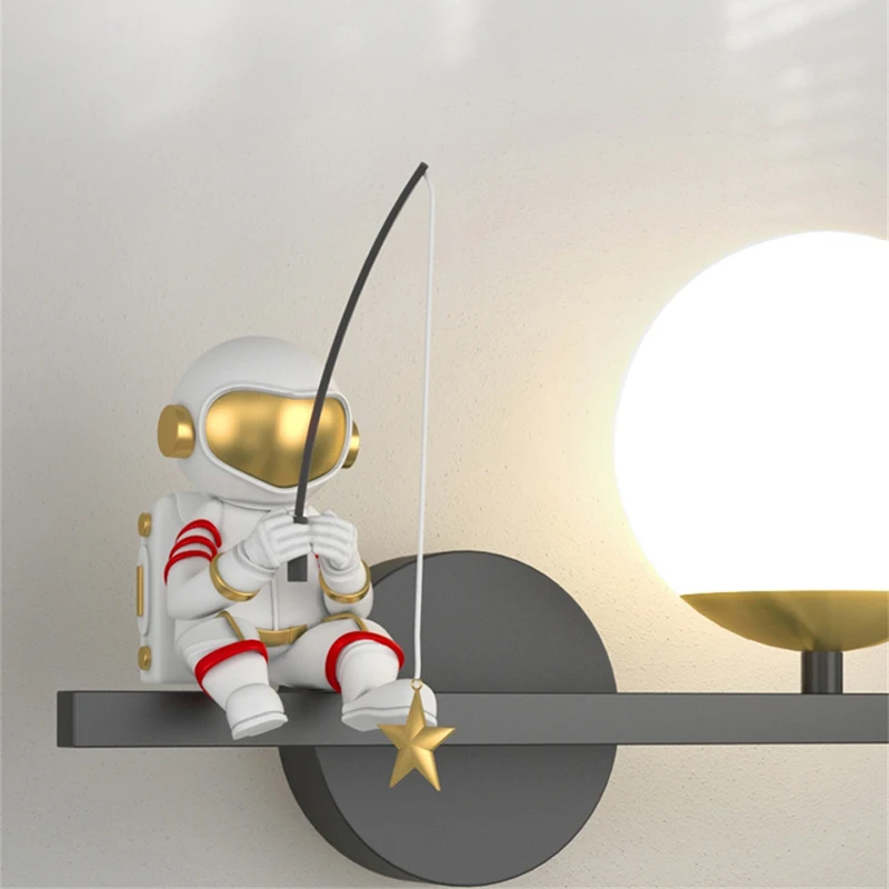 Modern Astronaut Childrens LED Wall Lamp Bedroom Bedside Nordic Wall Lights Lighting Room Living Room Background Indoor Decor