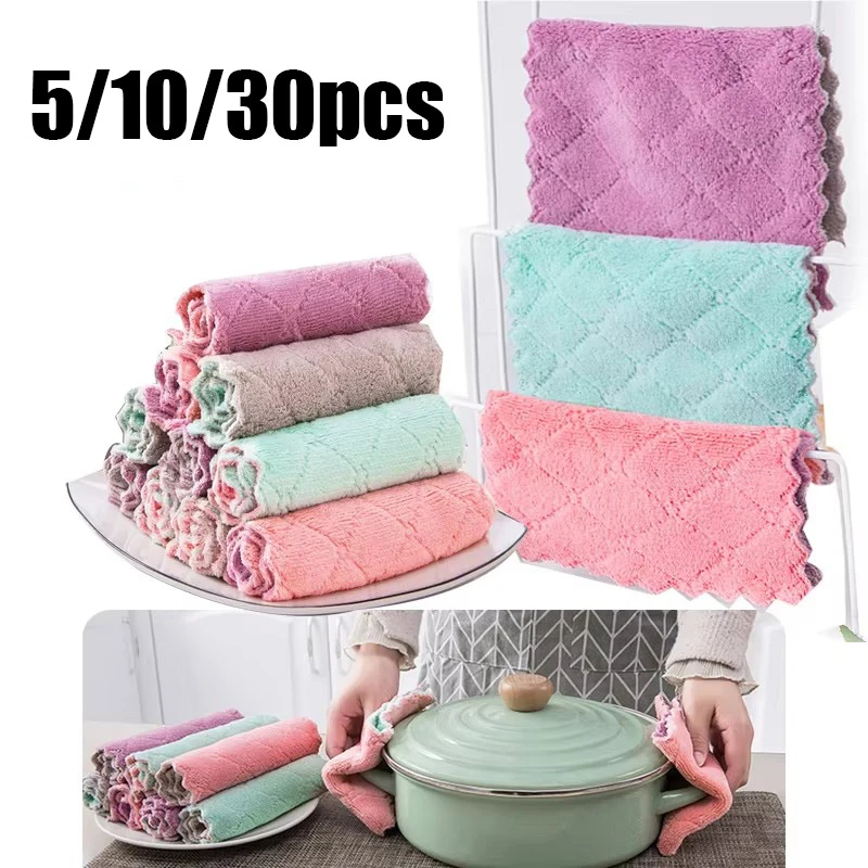 Paños absorbentes para platos, material de fibra de alta calidad, gran poder de limpieza para utensilios de cocina, cristalería, ollas y sartenes, 5/10/20/30 Uds.