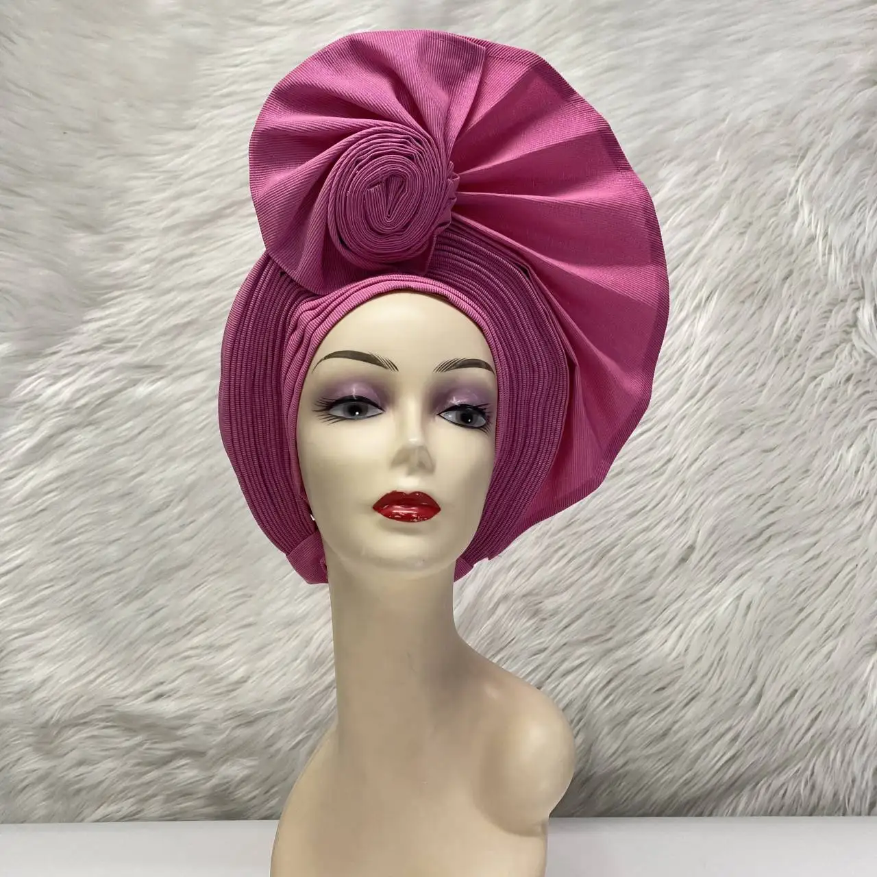 Purple African Gele Headit Caps Already Made Auto Aso Oke Gele Headtie Muslim Turban Head Wrap Ladies Hat for Women Party Z620-2