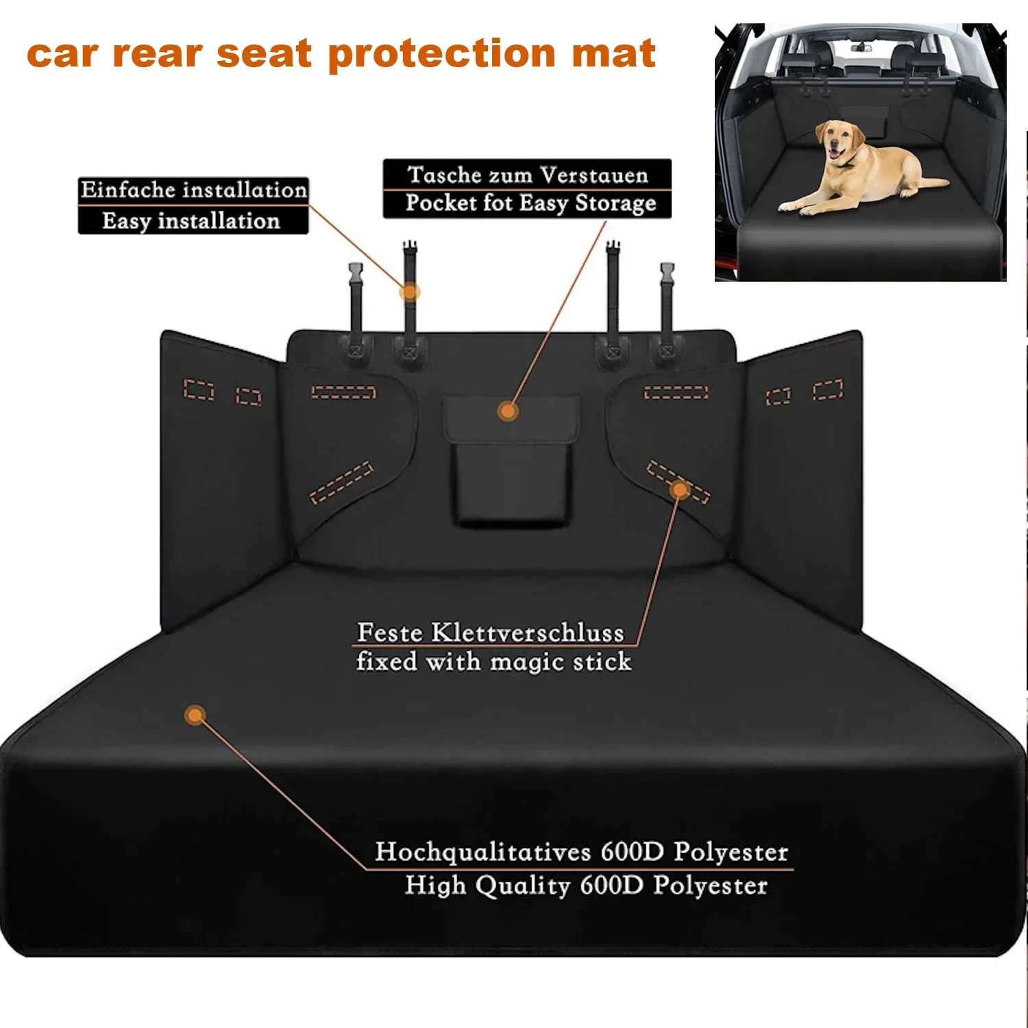 Dog Car Trunk Protection Mat Tear-Resistant Anti-Scratch Nonslip Dogs Travel Transport Waterproof Bag for Medium Car Truck SUV