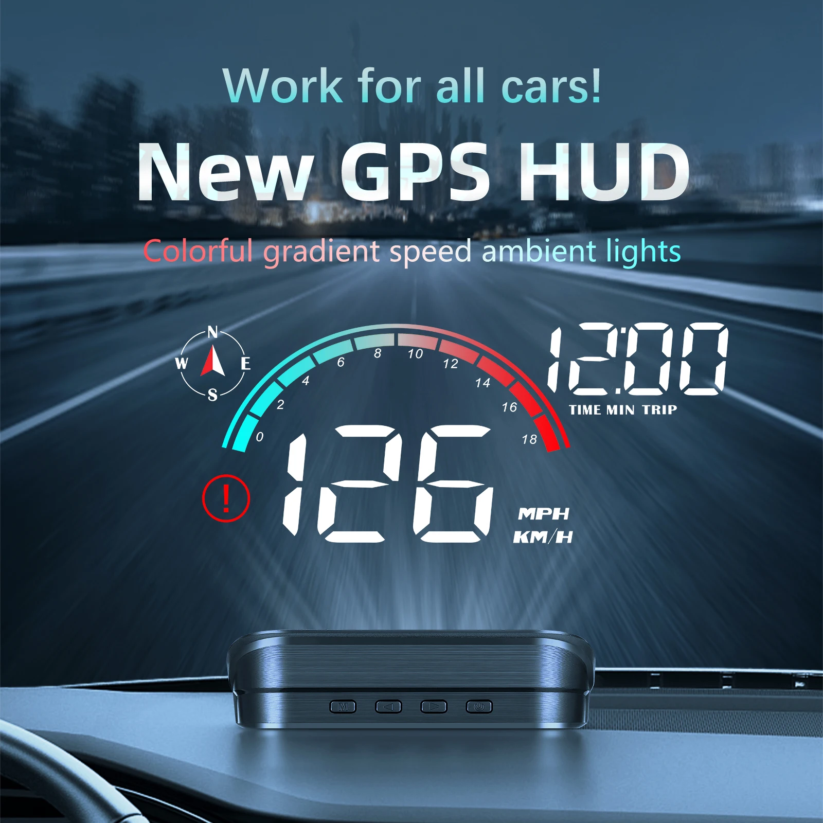 New M22 Car HUD Speedometer Monitor On Board Computer Windshield Projector GPS+Beidou Head Up Display Digital GPS Speedometer