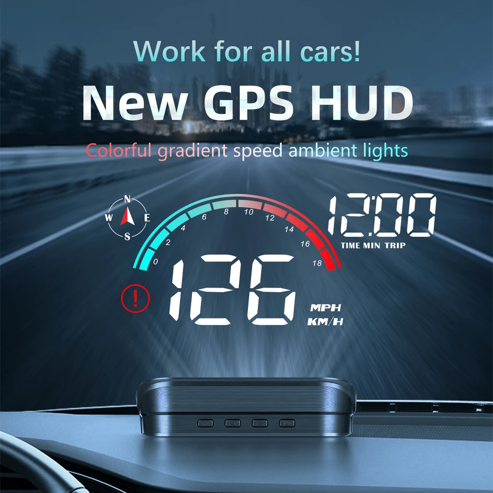 새로운 M22 차량 HUD 속도계 모니터 온보드 컴퓨터 앞유리 프로젝터 GPS+베이더우 헤드업 디스플레이 디지털 GPS 속도계