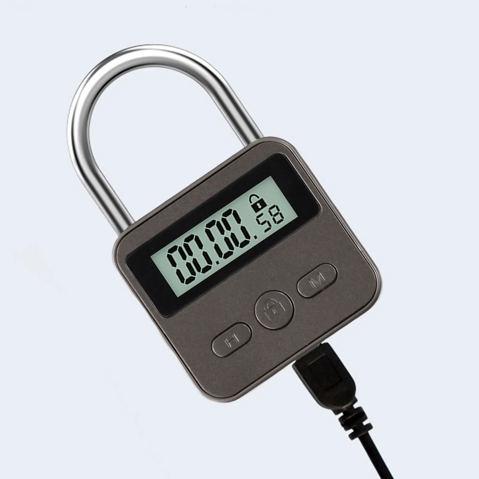 Metal Timer Lock LCD Display Multi-Function Electronic Time 99 Hours Max Timing USB Rechargeable Timer Padlock