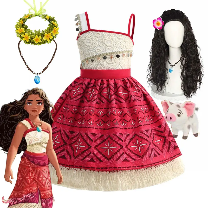 

DISNEY New Movie Moana 2 Cosplay Clothing Dress Toddler Carnival Princess Vaiana Purim Festival Apparel Girl Birthday Party Gown