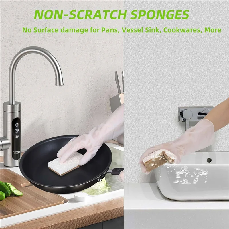 A98E-Eco-Friendly Natural Sponges For Dishes 36 Pack - Biodegradable Kitchen Sponge With Compostable Coconut Scrubber