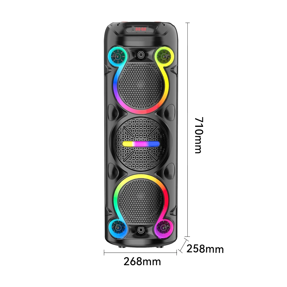 SING-E ZQS6302カラオケスピーカー、パワフルなオーディオ機器/ボックス、ポータブルミュージックボックス、マイクジャック付き、カラーフラッシュスピーカー