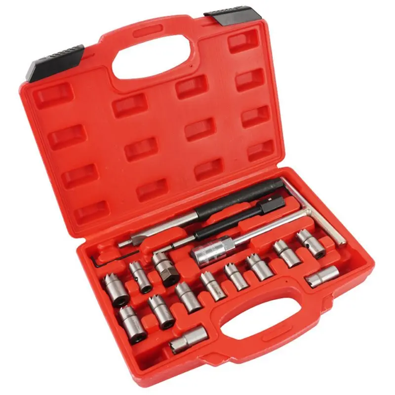 

Diesel Injector Seat Cleaner Tool Set 17PC Carbon Remover Cutters Automotive Accessories For Repair