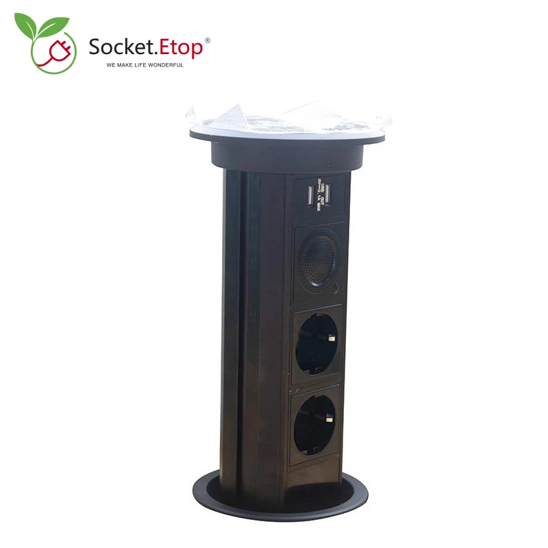 Smart Motorized Lifting Hidden Socket USB Type-C Charging Pop Power Plug Outlets High Quality Aluminum Alloy Shell