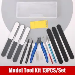 13pcs Model Splicing Tool Set Cutter Sanding Stick Precision Tweezers Crafting Tool DIY Assembled Figurine Anime Accessories