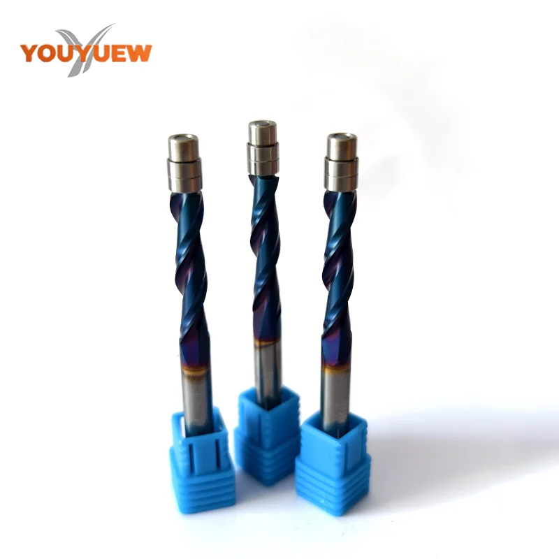youyuew 1SPCS 6mm6.35mm Shank Solid Carbide Bearing Guided Two Flute Flush Trim Router Bits Woodworking Milling Cutters End Mill