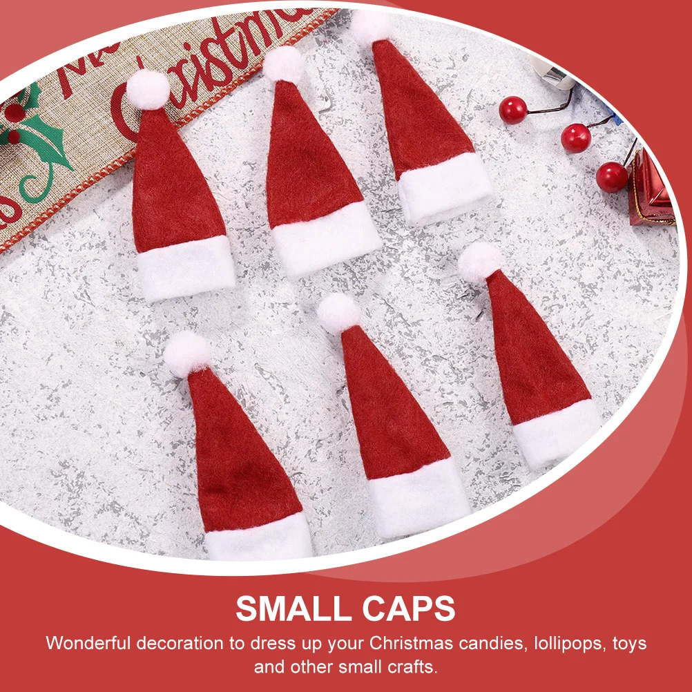 36 Pcs Mini Santa Hat Christmas Caps Small Candy Packaging Cloth Decoration Prop