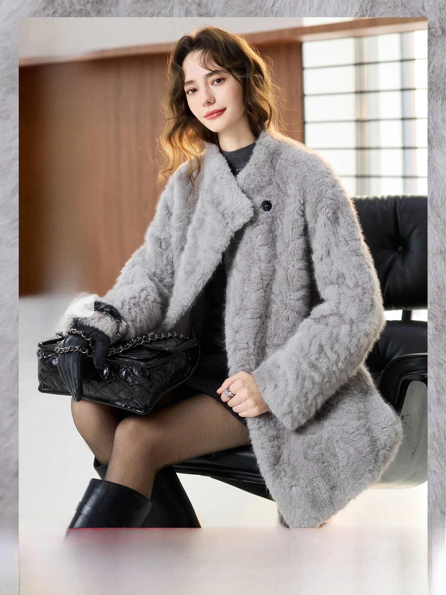 

Женское теплое пальто Ele Silver из искусственного меха, осенне-зимнее, длинное, с длинными рукавами, из вельвета, для снежной погоды