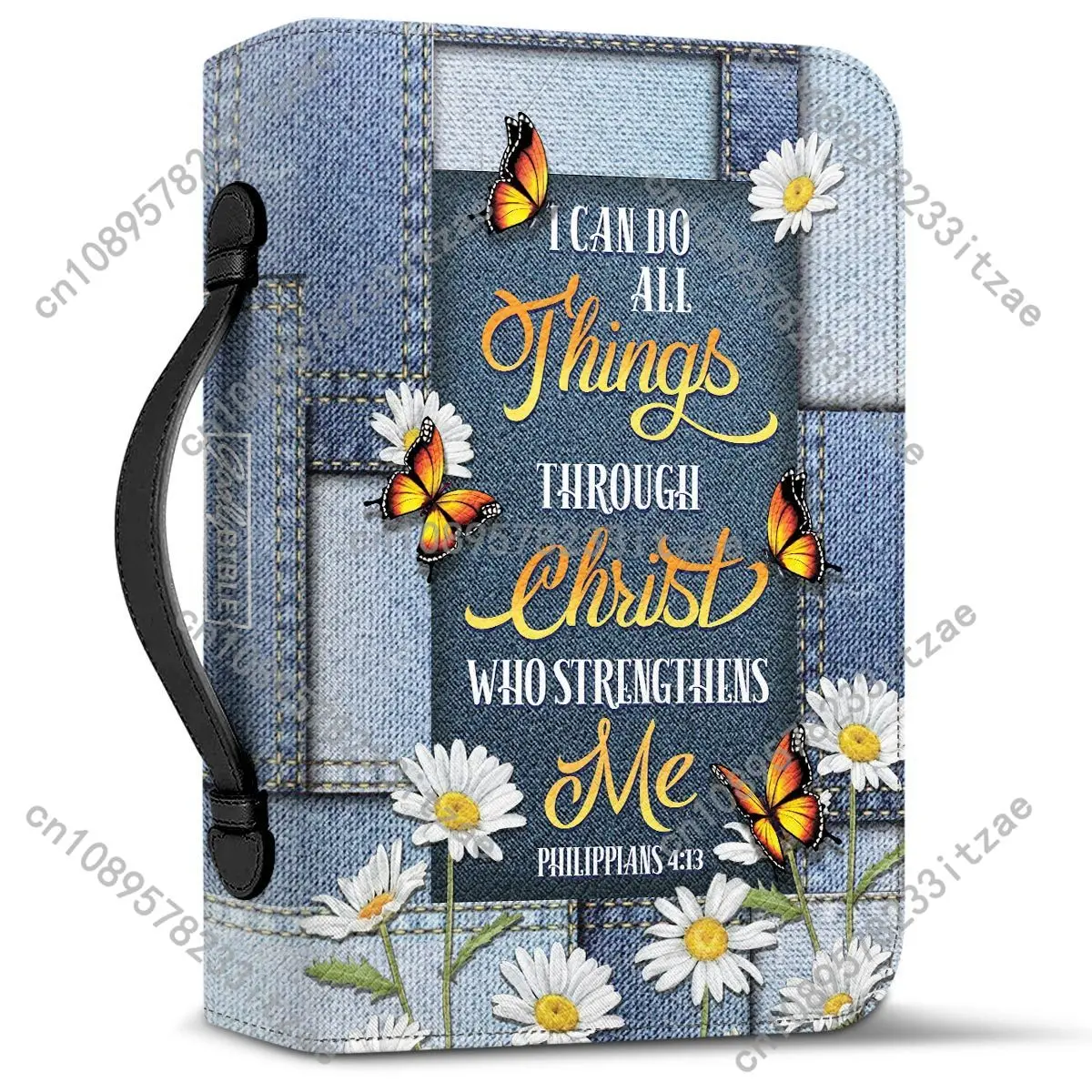 Bible Cover Case Women Study Book Holy Storage Boxes I Can Do All Things Through Christ Who Strength Handbags Church Bible Bags view 2