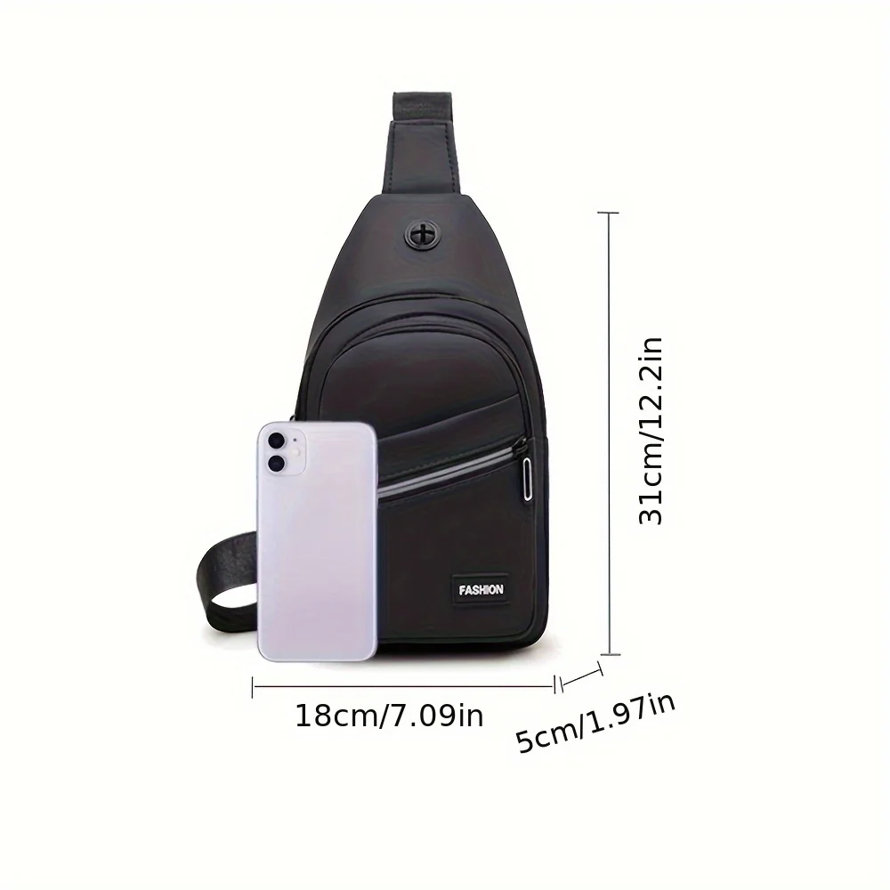 حقيبة صدر للرجال من جلد البولي يوريثان الناعم ذات سعة كبيرة، وأشرطة كتف قابلة للتعديل، وأقسام متعددة بسحاب، وقطري سفر كاجوال #6