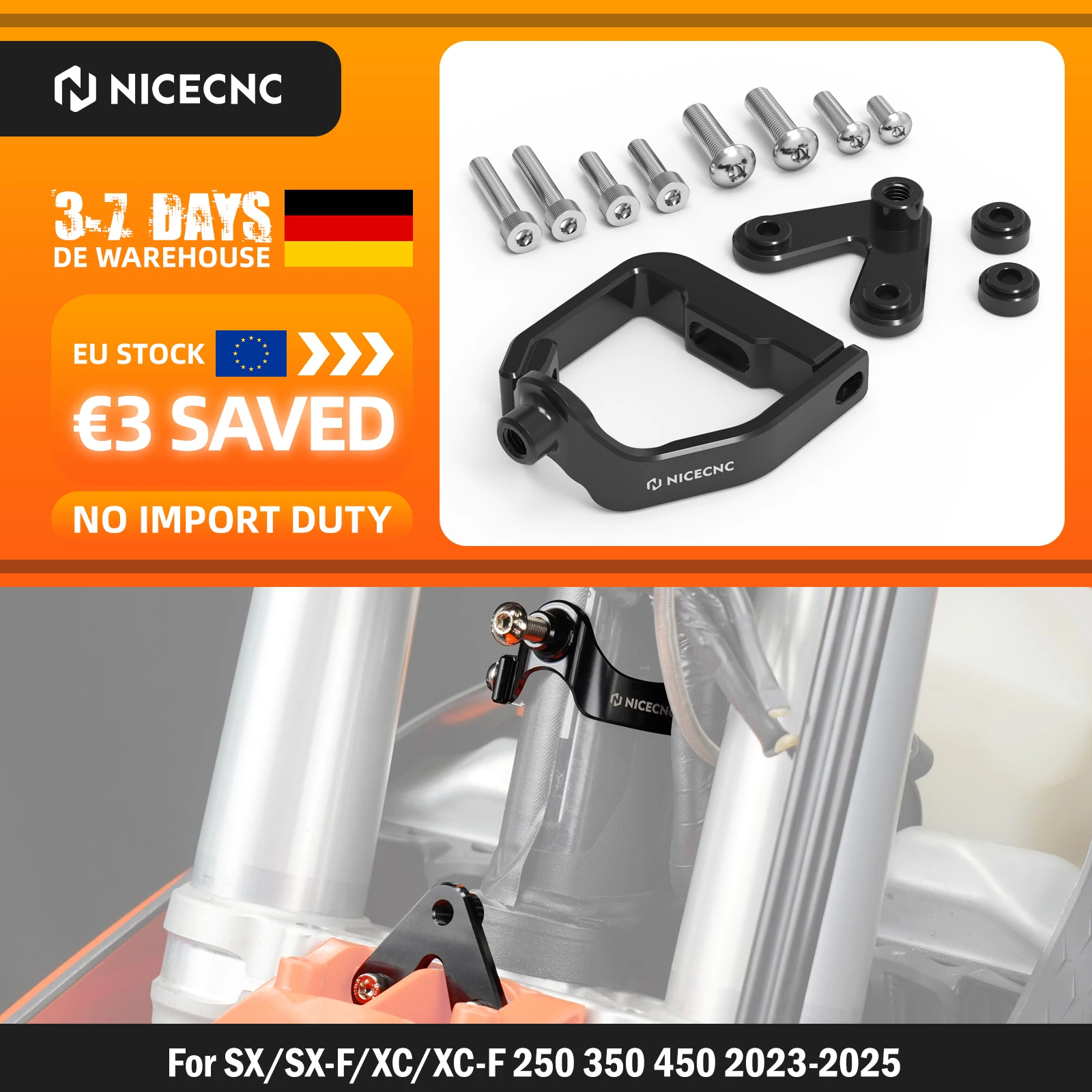 NICECNC Lenkungsdämpfer-Halterung für KTM SX 125 SX-F 250 SXF 450 XC 300 XC-F 250 350 und Husqvarna TX 300 TC 125 FC 250 FC 350 2023-2025