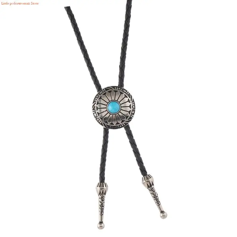 F92D Posting Flower Bolo Tie Collar para hombres Mujeres Correo cuero cuero ajustable Corbalo Corbal
