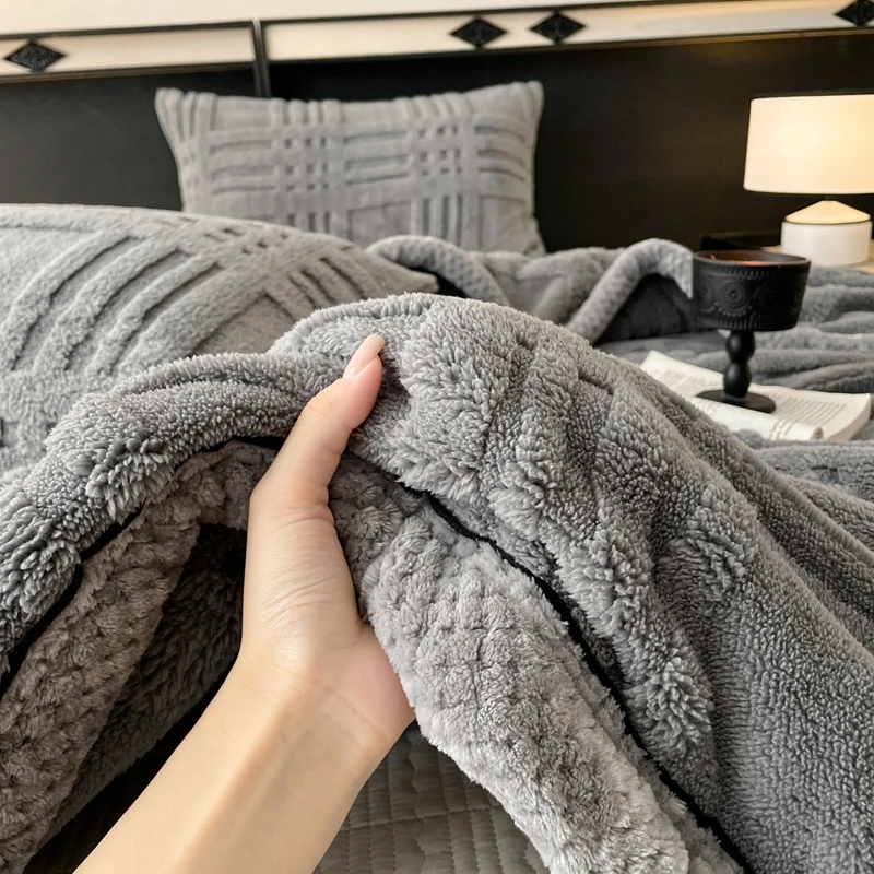 WOSTAR Coperta in pile corallo caldo morbido extra large Plaid jacquard soffice peluche divano tiro autunno inverno lenzuolo spesso 150x200