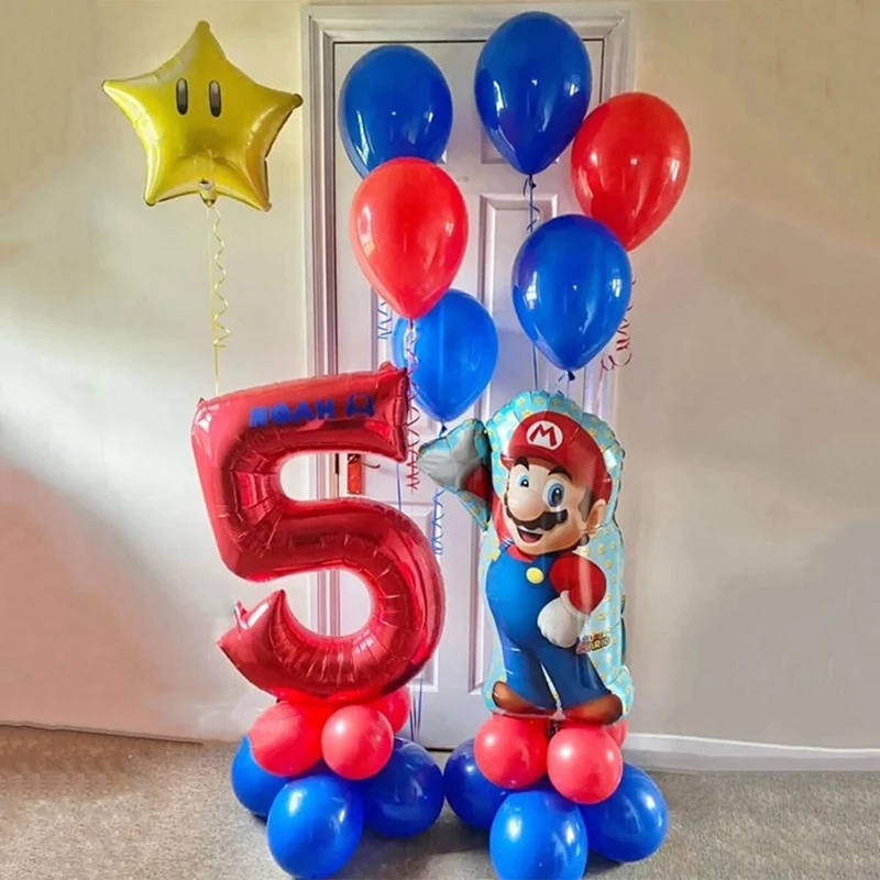 27pcs Super Mario Balloon Set 32inch Number Foil Ball Boy Girl Birthday Party Balloon Children Baby Shower Decorations Supplies