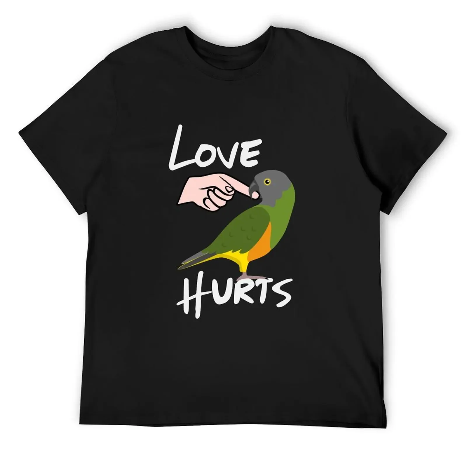 Love Hurts Senegal Parrot Biting Finger T-Shirt hippie clothes Aesthetic clothing luxury designer Men's cotton t-shirt