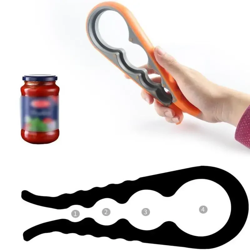 Can Lid Screw Openers 1PC Anti-slip 4 in 1  Cooking Accessories Multifunction Jar Opener Bottle Opener Kitchen Gadgets Portable