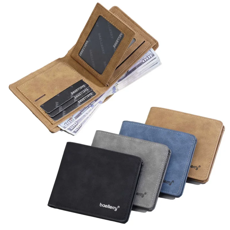 

Новый деловой модный тройной мужской кошелек, простой матовый студенческий кошелек, горизонтальный кошелек с несколькими отделениями, маленький кошелек для мужчин