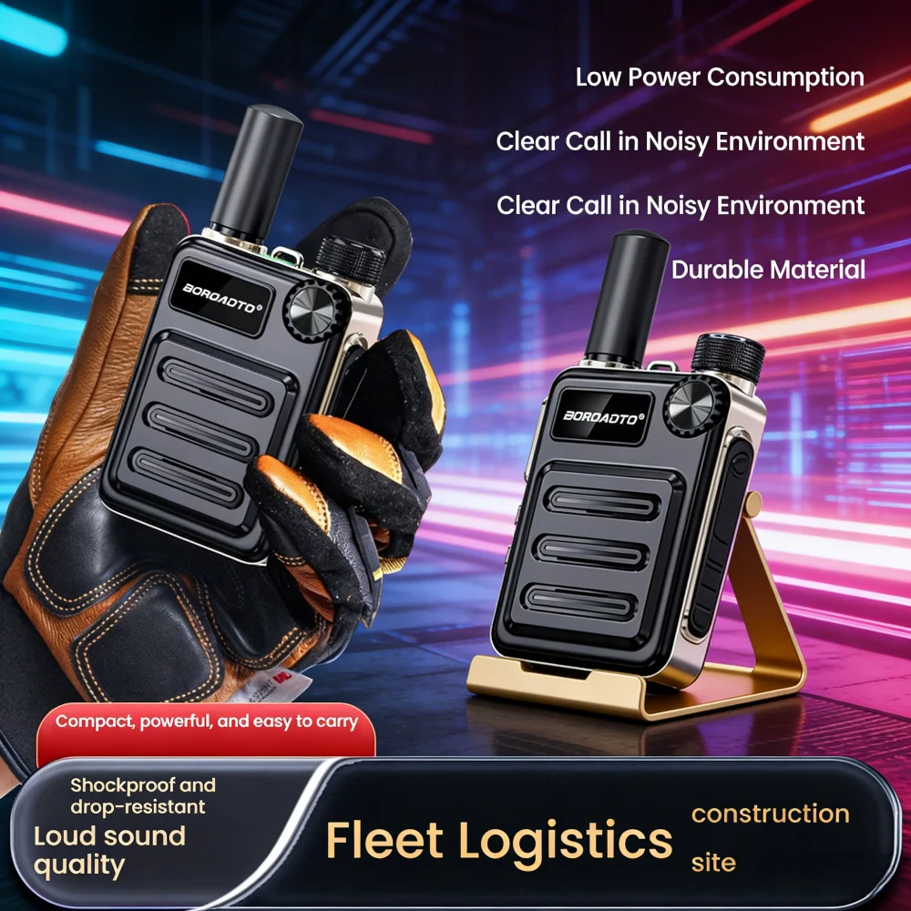New Arrival 2Pcs Mini Walkie Talkie Rechargeable Portable Two Way Radio UHF Long Range Handheld Intercom Hiking Climbing Outdoor