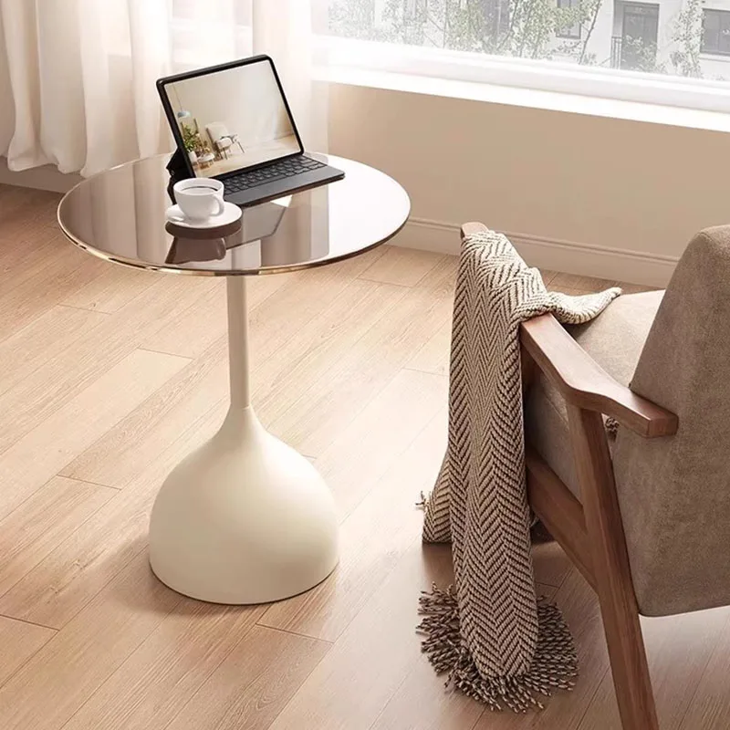 

Transparent Space Saving Side Table Round Glass Computer Designer Side Table Minimalist Standing Mesas Bajas Home Furniture