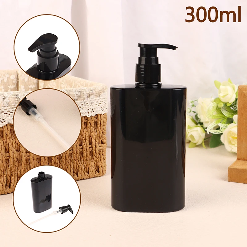 Botellas de Gel de ducha y champú de gran capacidad, dispensador de jabón negro para baño, loción rellenable, contenedor de almacenamiento de líquidos, 300ml