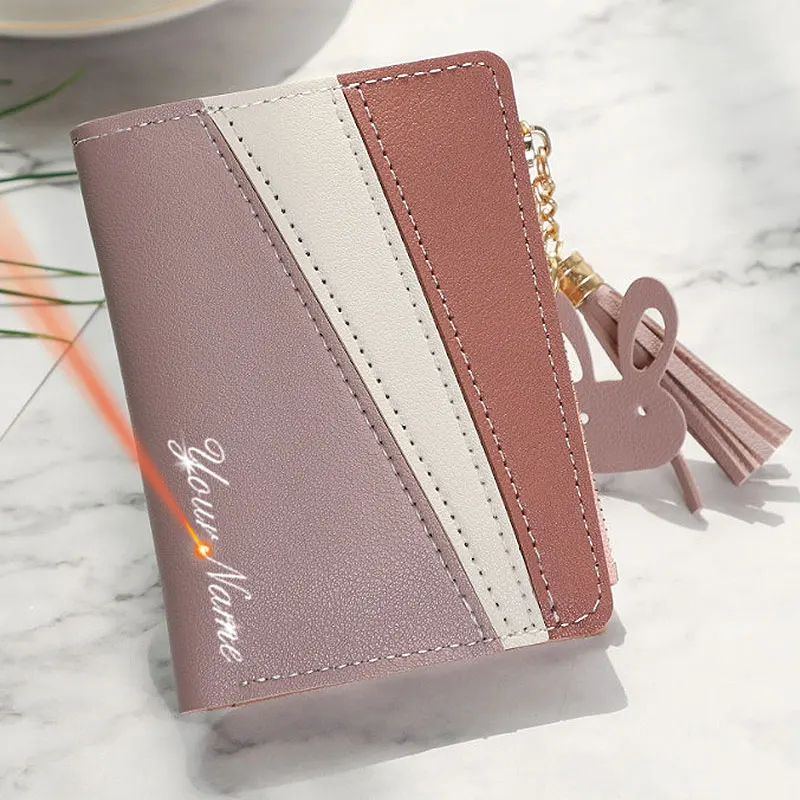 Free Name Customizing Women Wallets New Short Card Holders Quality Zipper Female Purses Simple Coin Pocket Small Women's Wallet