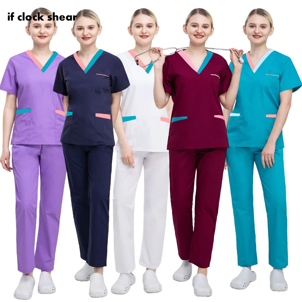 

Unisex Hospital Dentistry Nursing Uniform Lab Pharmacist Workwear Pet Clinic Veterinary Nurse Work Clothing Medical Scrubs Suits