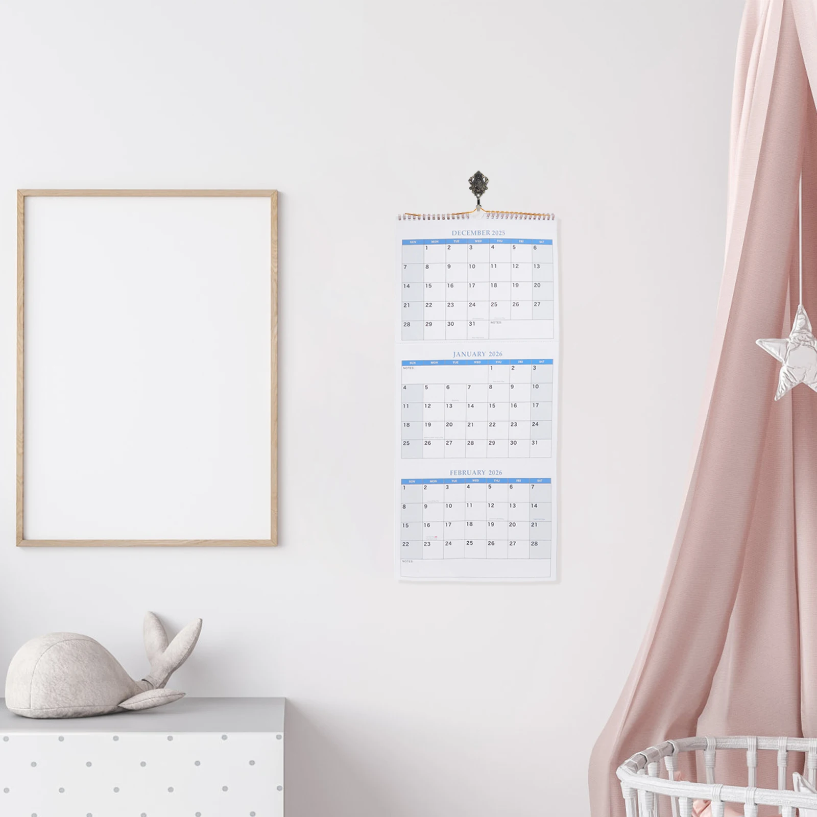 

Three Fold Calendar Year Wall Planner Vertical Version 2026 Monthly Paper for Hanging