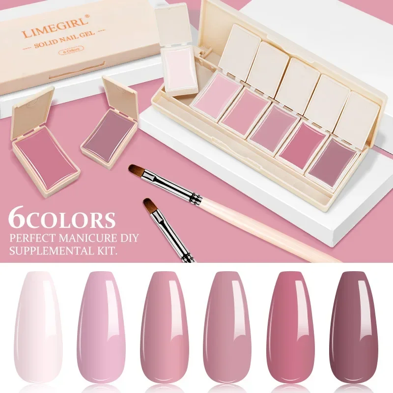 

6 Colors Solid Nail Gel Palette Soak Off UV/LED Polish Lacquer Salon Gel Varnish Jelly Salon Gel Semi Permanent Hybrid