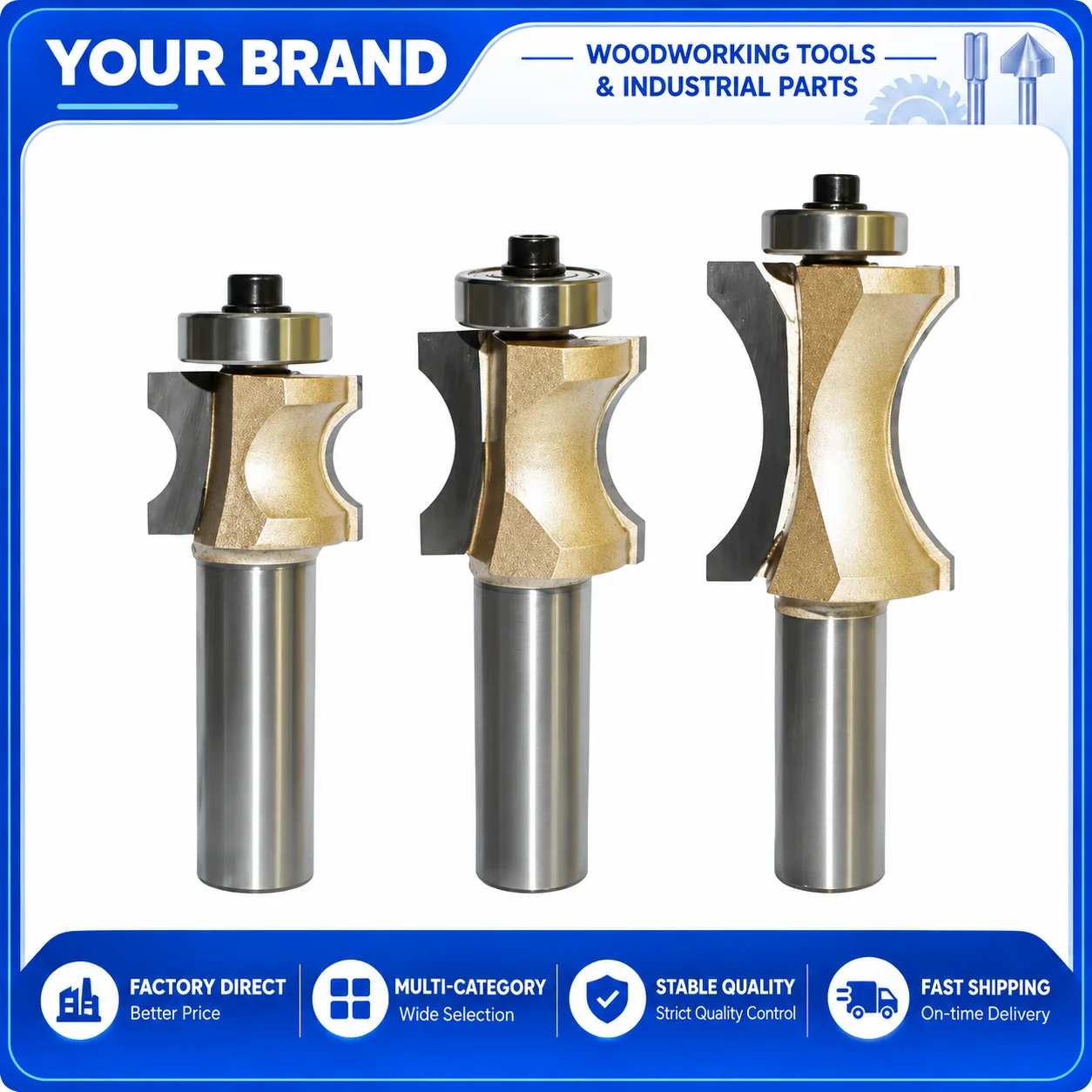 Finger Nail Convex Edge Router Bit 1/2 Inch Shank Oval Woodworking Milling Cutter for CNC MDF Plywood Edge Profiling