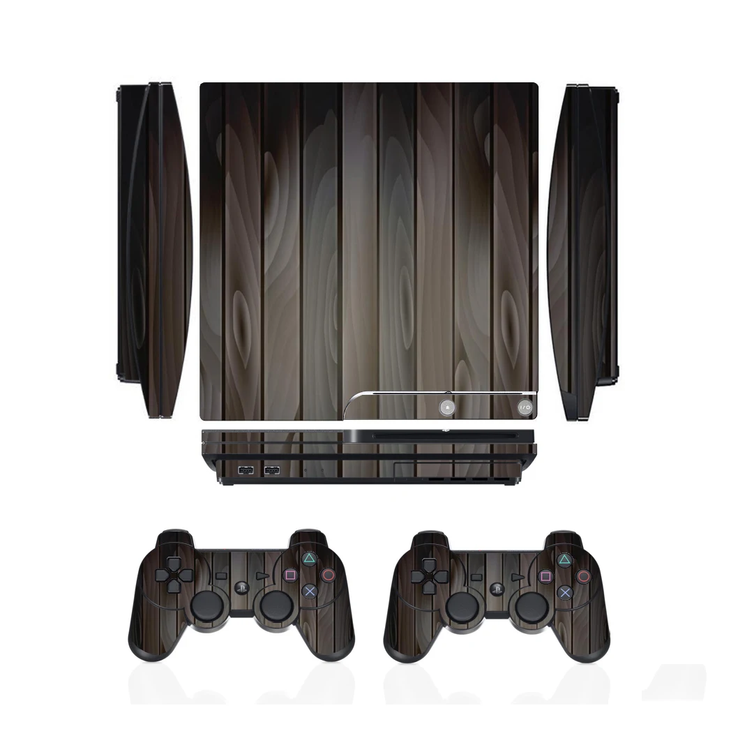 Wood 1601 Vinyl Skin Sticker Protector for Sony PS3 Slim PlayStation 3 Slim and 2 controller skins Stickers