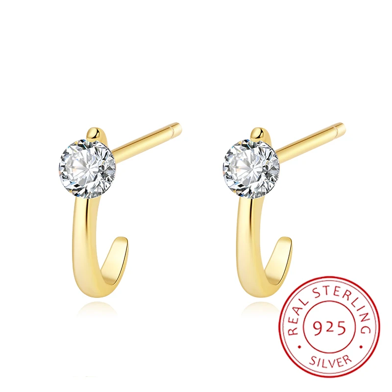 

Simple and Versatile Authentic S925 Silver 14K Gold Hook Zircon Fashion Classic Women's Earrings
